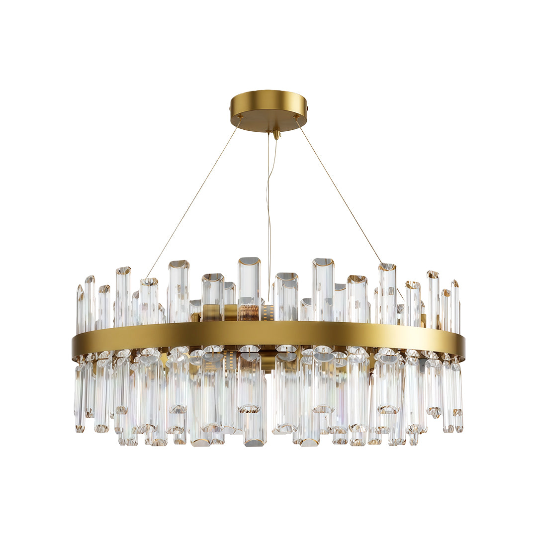 Modern luxury crystal chandelier style decorative wall sconce candle with brass and crystal glass rods.