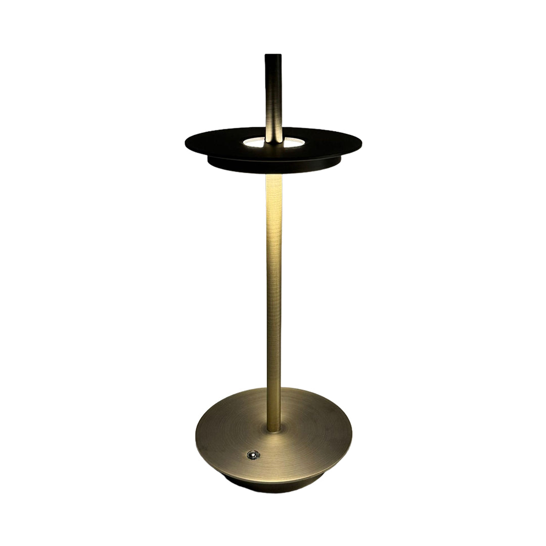 Elegant dimmable table lamp with brass finish and sophisticated vertical design for ambient lighting