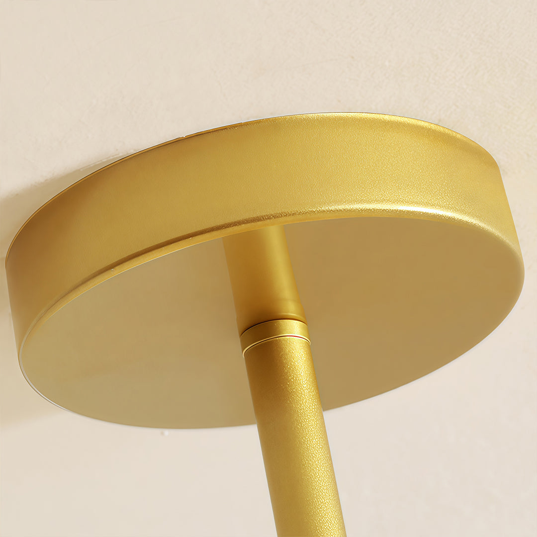 Brass firefly pendant light showing frosted and clear glass options.