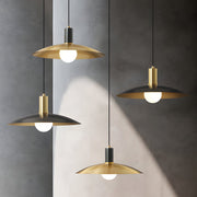 Enhance your home with brass flared pendant light modern elegant ceiling fixture, offering stylish and energy-efficient LED illumination.