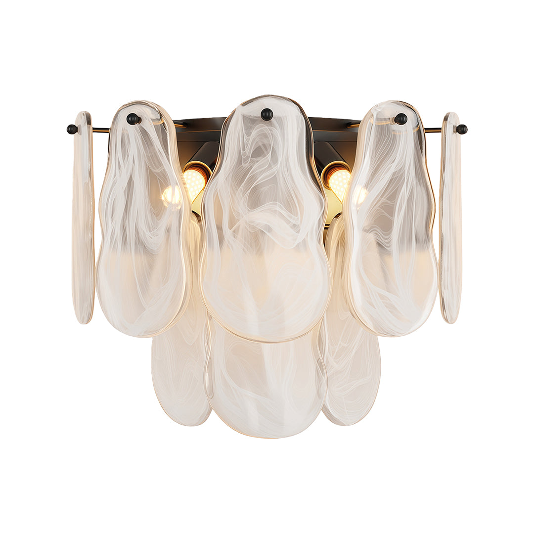 Modern luxury chandeliers style art deco wall lights with brass frame and cascading glass