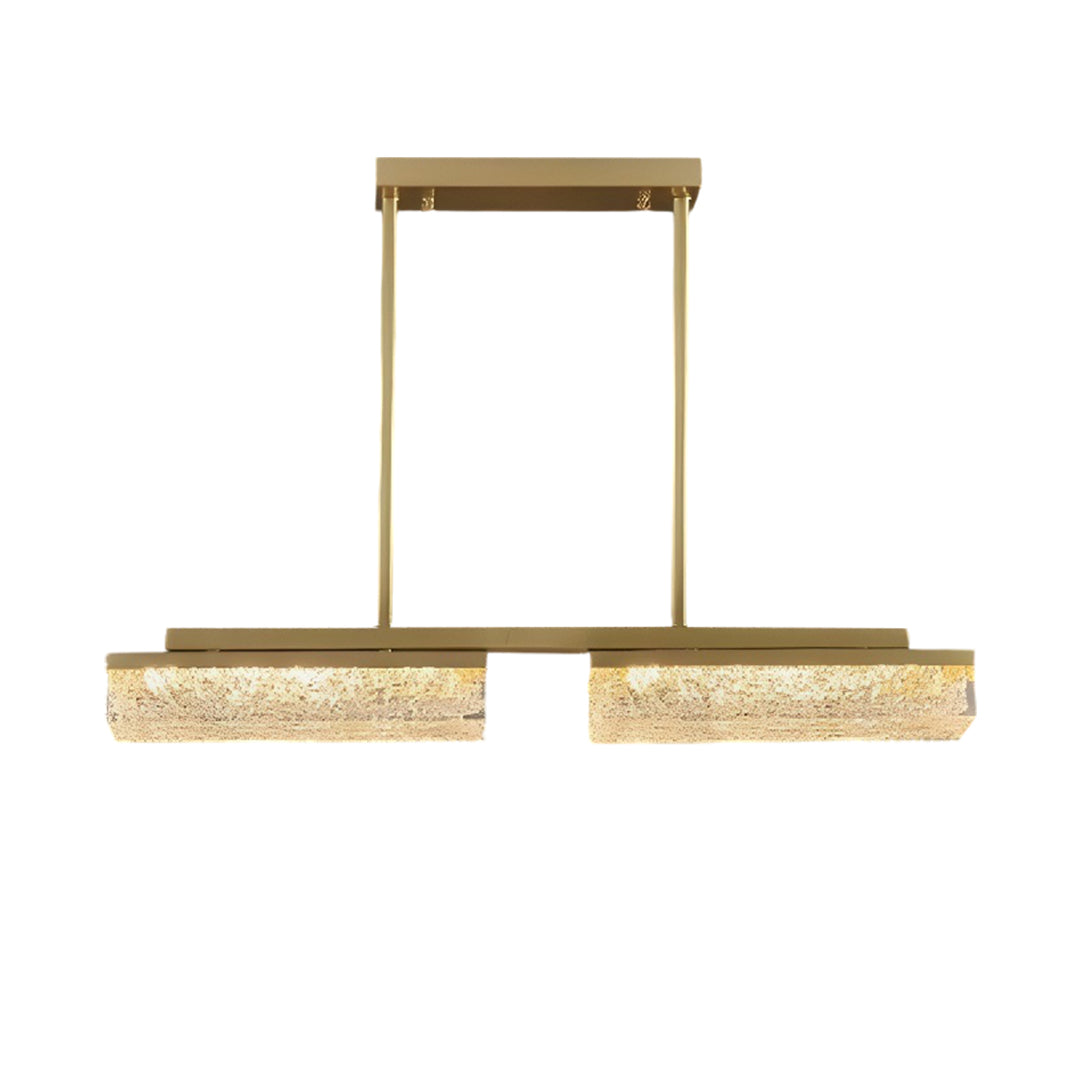 Modern copper pendant lights for kitchen island with warm brass finish and rectangular design