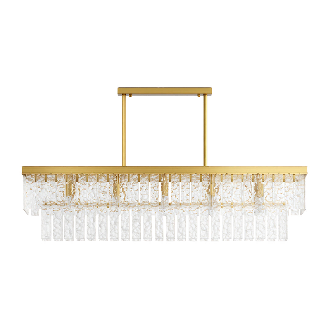 Luxury modern forms chandelier style round modern chandelier in brass with linear crystal arrangement.