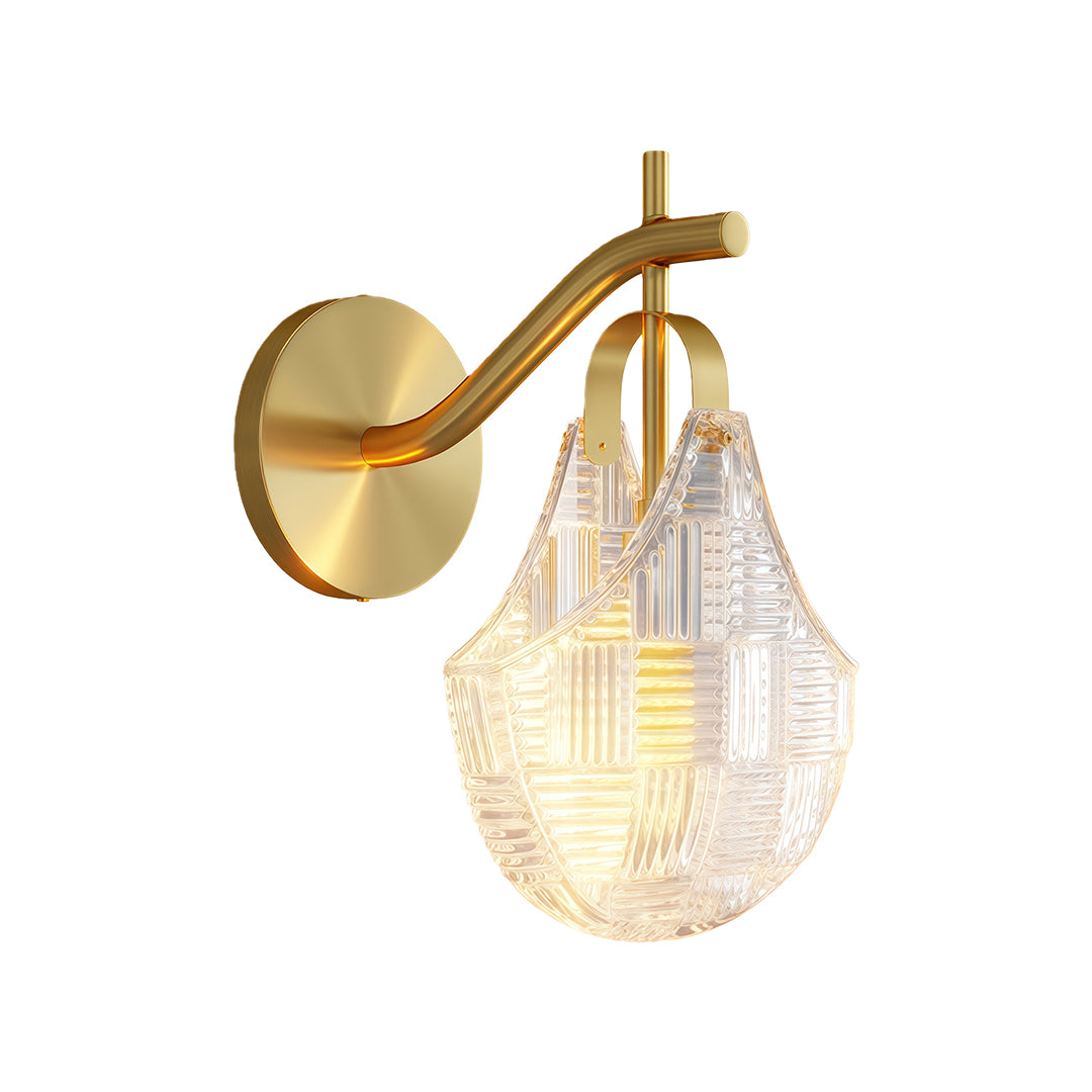 Modern luxury chandeliers style glass wall sconces with brass and teardrop textured glass shade