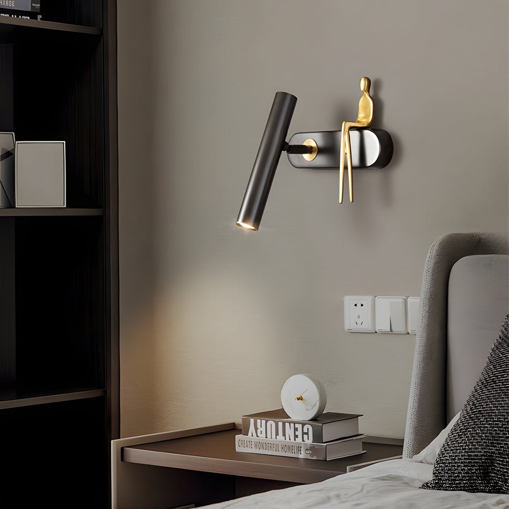 Brass Villain Wall Lamp - 1 - Light Slender Adjustable LED Wall Spotlight