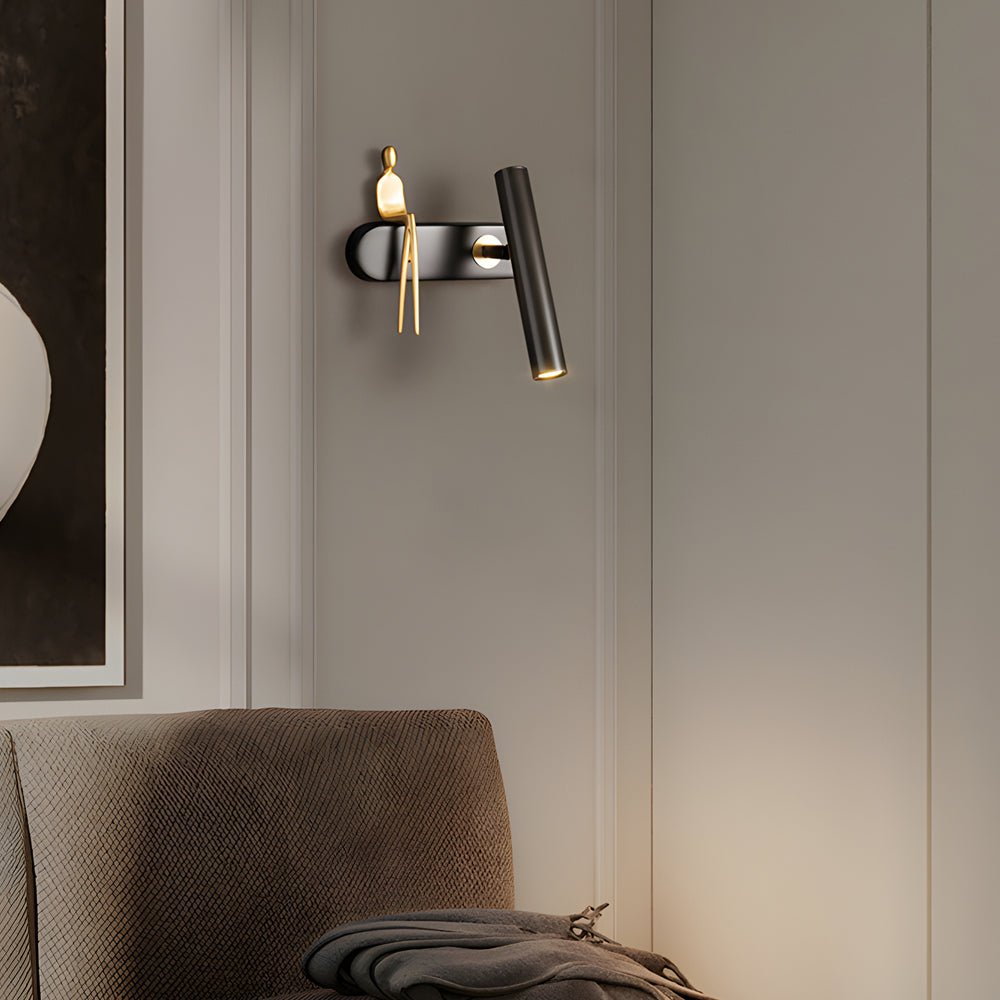 Brass Villain Wall Lamp - 1 - Light Slender Adjustable LED Wall Spotlight