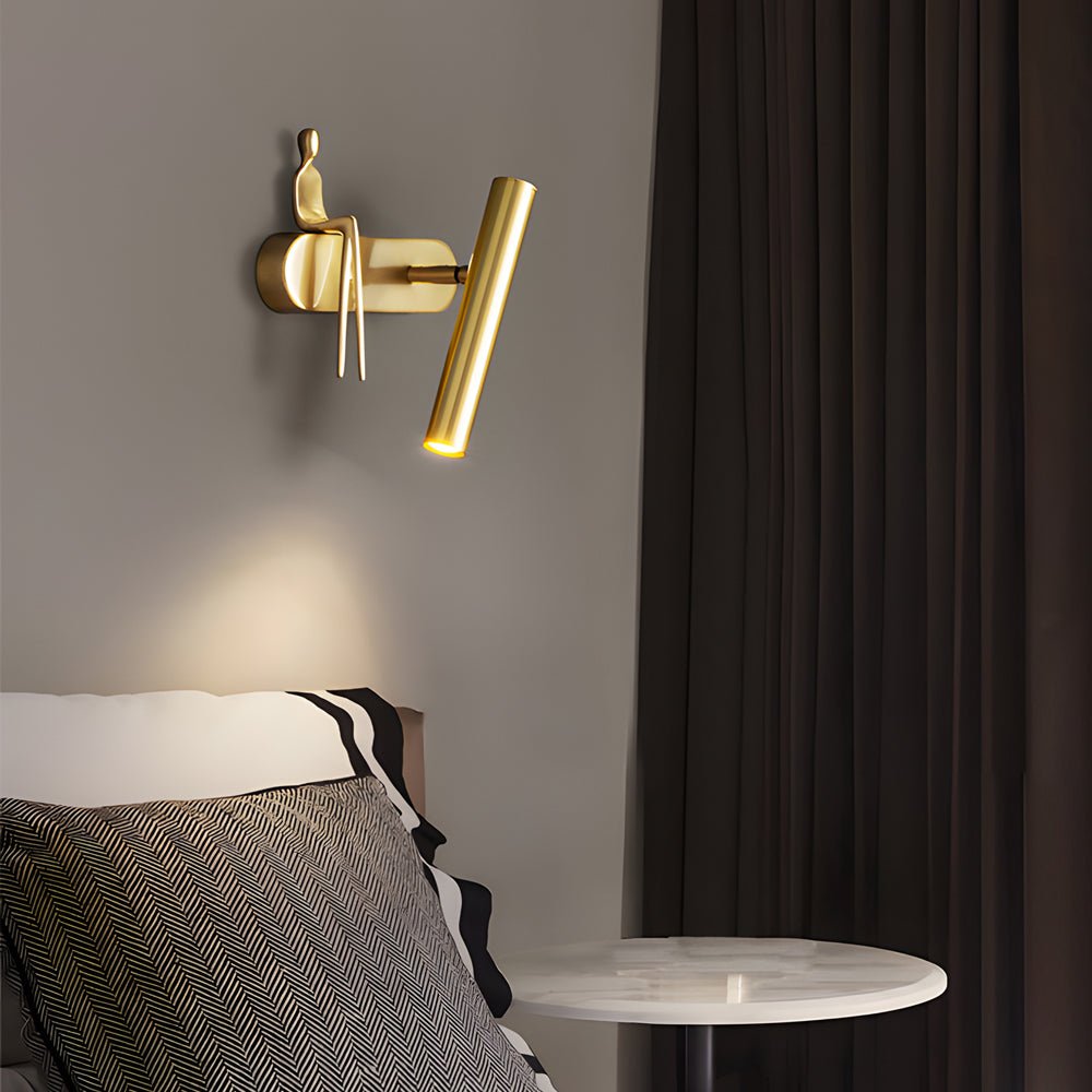 Brass Villain Wall Lamp - 1 - Light Slender Adjustable LED Wall Spotlight