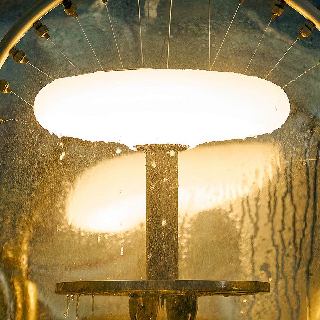 Bright solar LED post light at night, warm and inviting outdoor lighting for gatherings