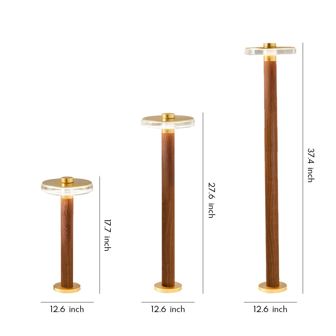 Set of modern bronze landscape pathway lighting poles in multiple heights displayed on a white background.