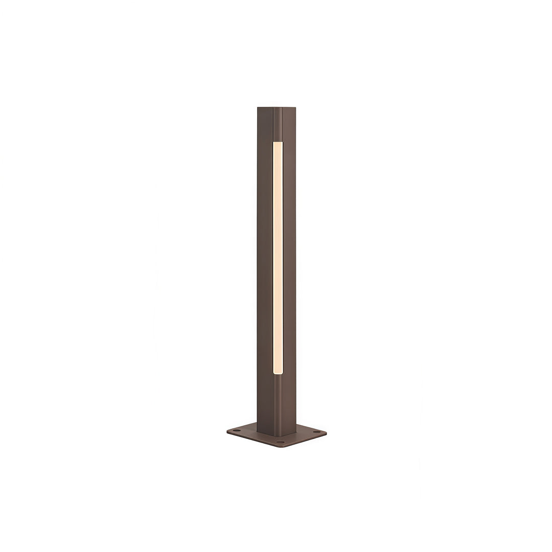 Bronze-finished cylindrical led bollard light fixtures with a minimal top diffuser on a clean white background.