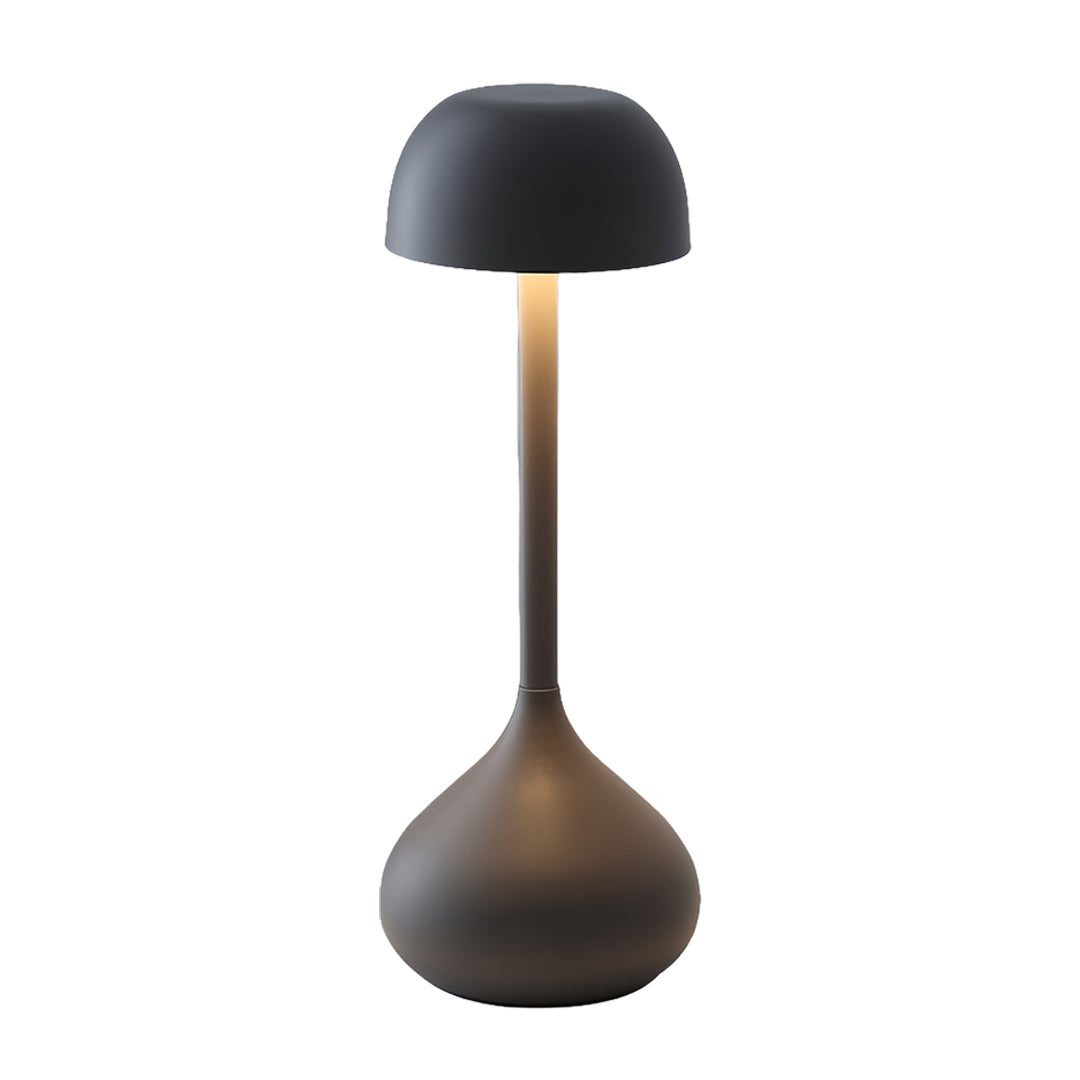 Dark bronze rustic metal table lamps with contemporary mushroom shape and matte finish