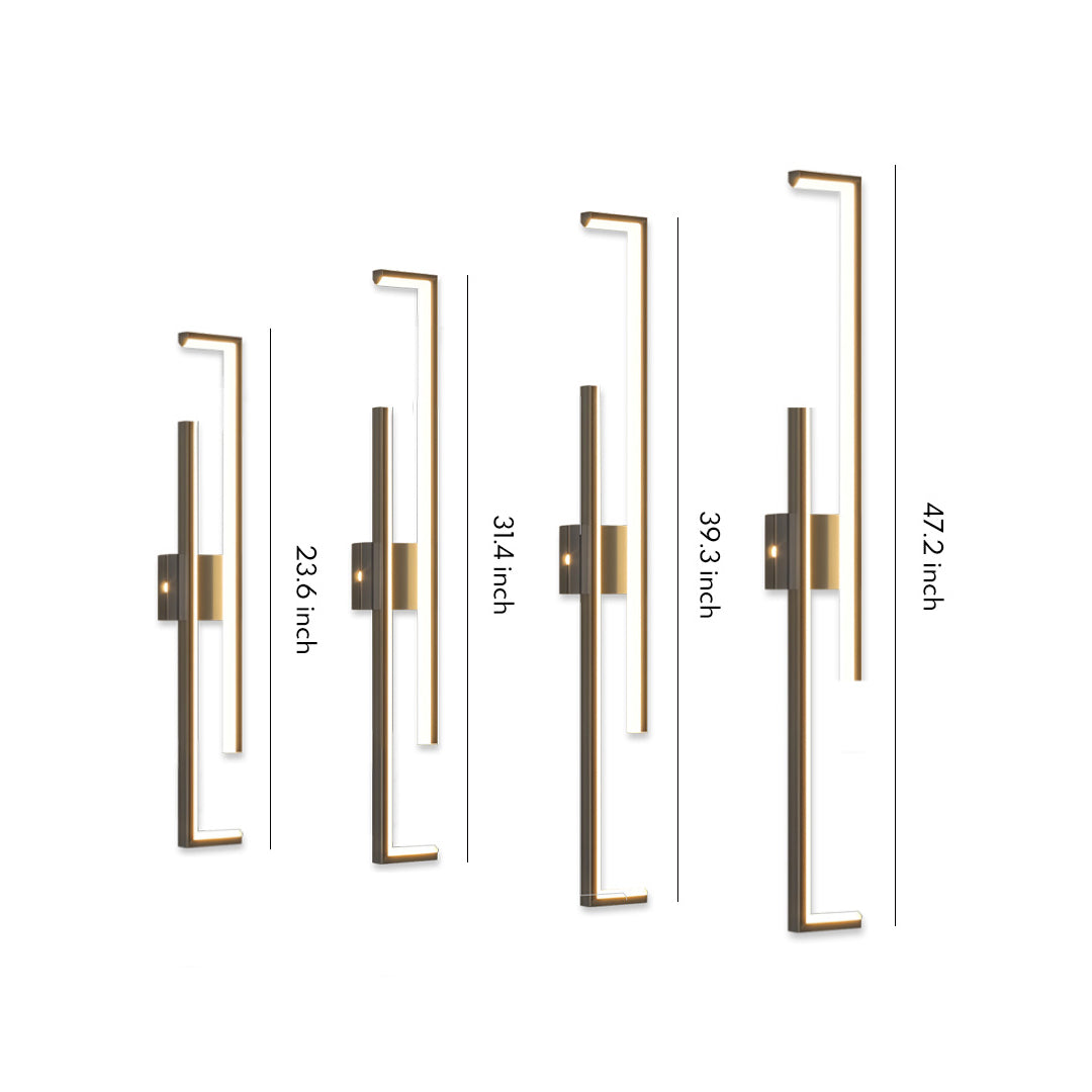 Modern vertical wall art led lights in multiple sizes displayed on a white background.