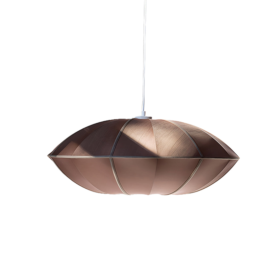 Dark bronze fabric shade pendant light with rich metallic finish and sophisticated styling