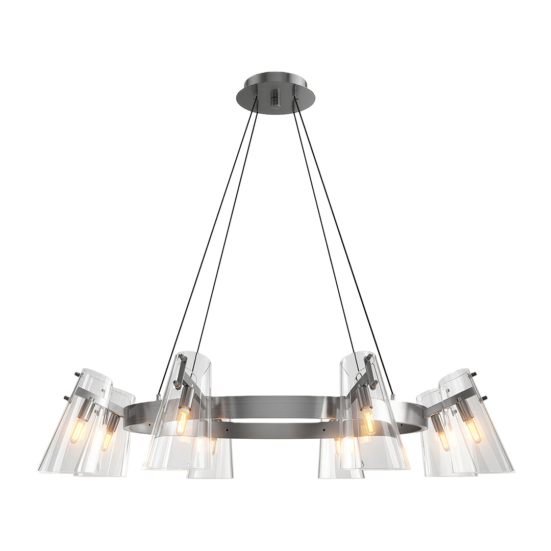 Modern luxury chandeliers style glass flush mount lighting in brushed nickel with geometric design