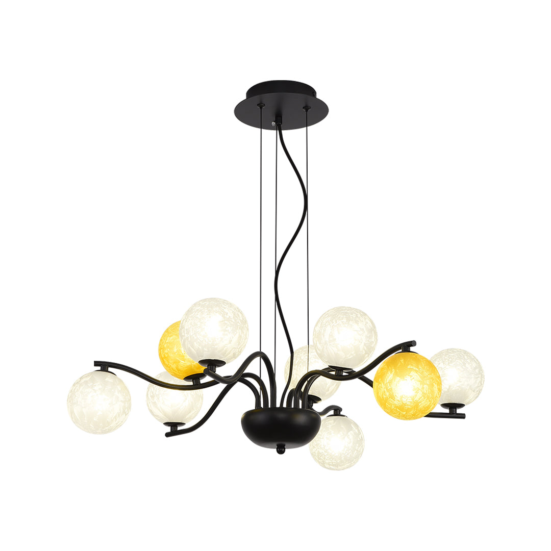 Product image of bubble chandelier lighting with multiple glass globes on a white background.