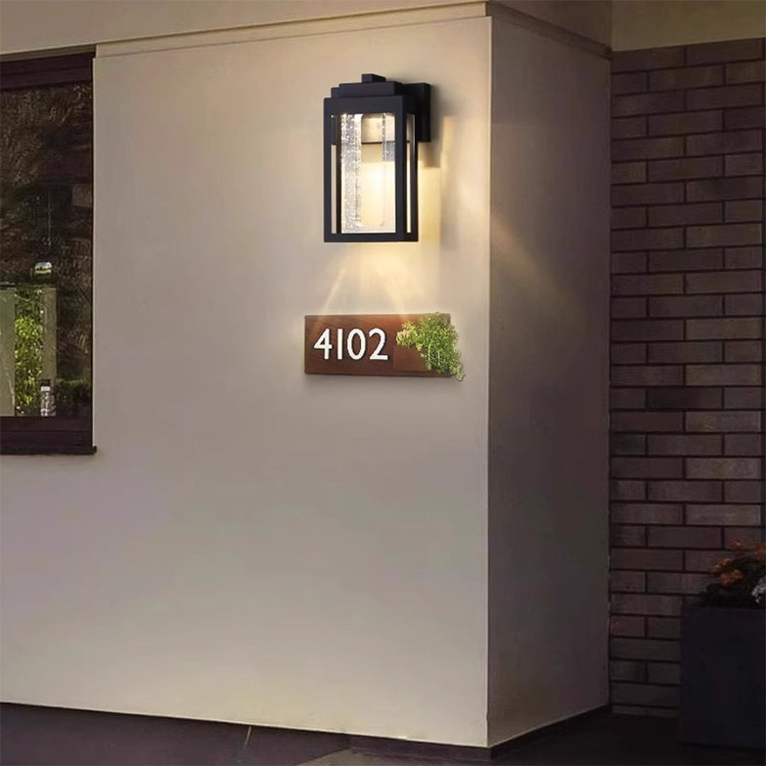 Close-up detail of bubble glass texture in contemporary outdoor lighting fixture