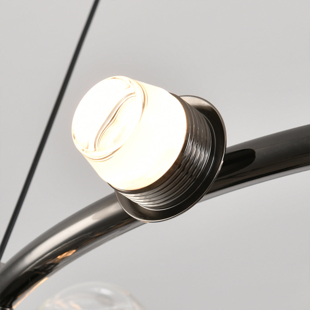 Bubbles chandelier detail showing individual glass sphere with integrated LED lighting element