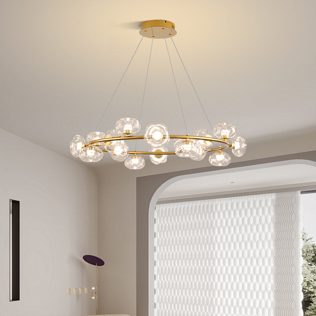 Bubbles chandelier creating sophisticated ambient lighting in contemporary home setting with glass orbs