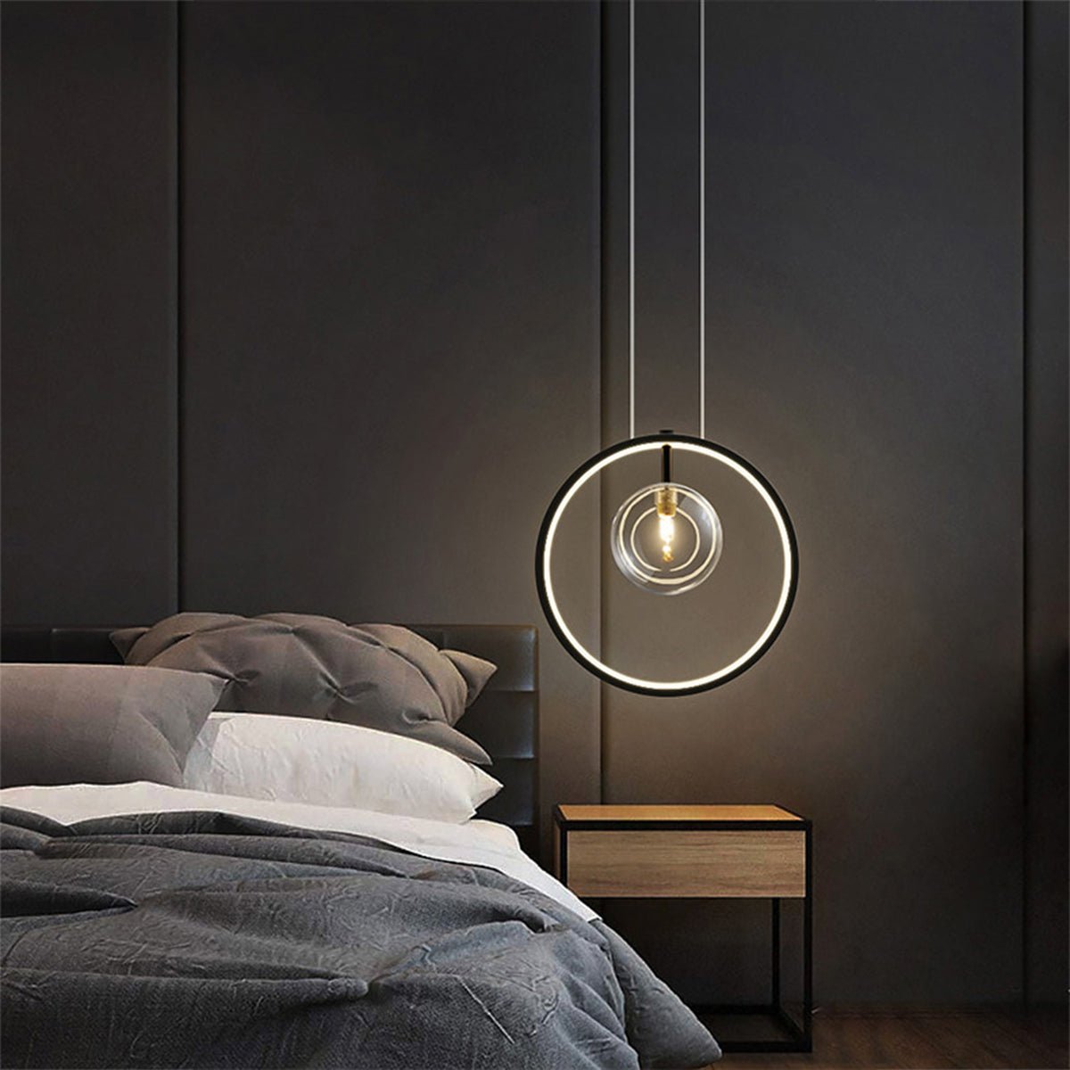 Bubi Black Pendant Light Glass Bubbles LED for Dining Room