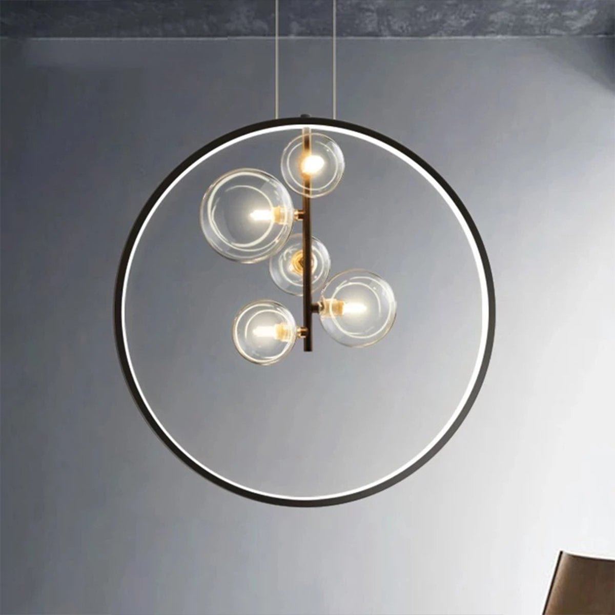 Bubi Black Pendant Light Glass Bubbles LED for Dining Room