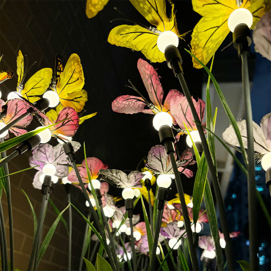 Bright butterfly garden lights with intelligent control system for automatic day-night operation