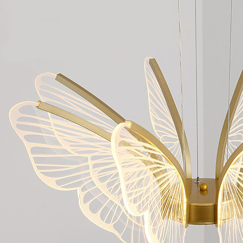 Butterfly pendant light with a close-up of the intricate wing design.