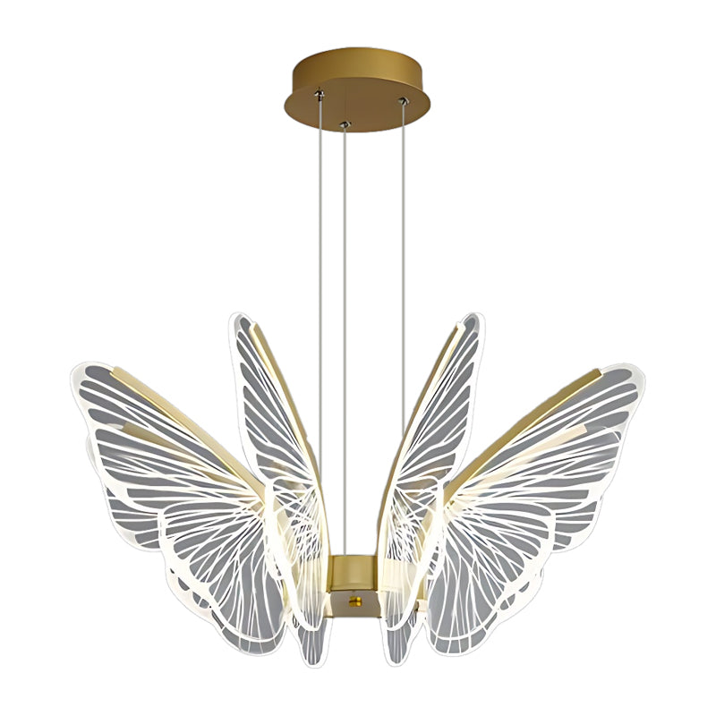 Butterfly pendant light dimensions, front view with size specifications for 5-wing.
