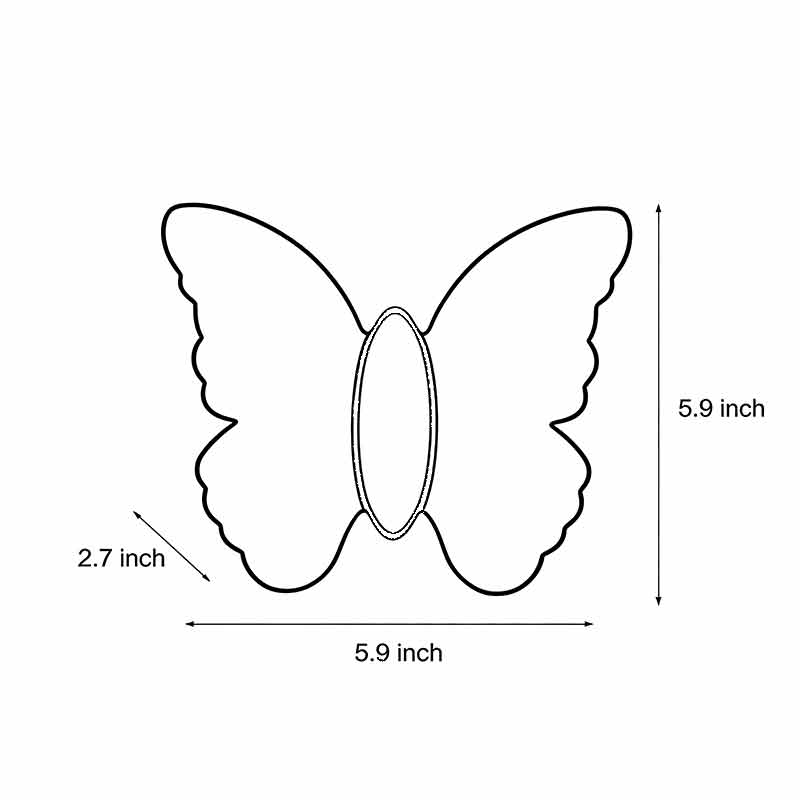 Technical diagram showing dimensions and structure of butterfly wall lamp models.