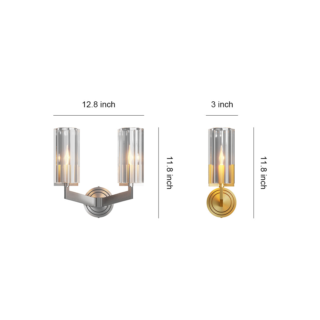 Candle chandeliers specification diagram showing two wall sconce configurations with dimensions