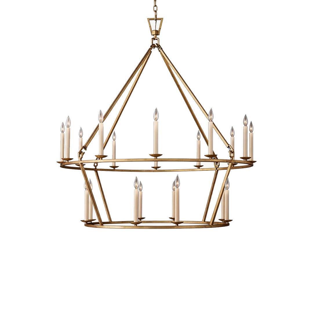 Candles chandelier double-tier ring version designed for grand living and dining spaces.