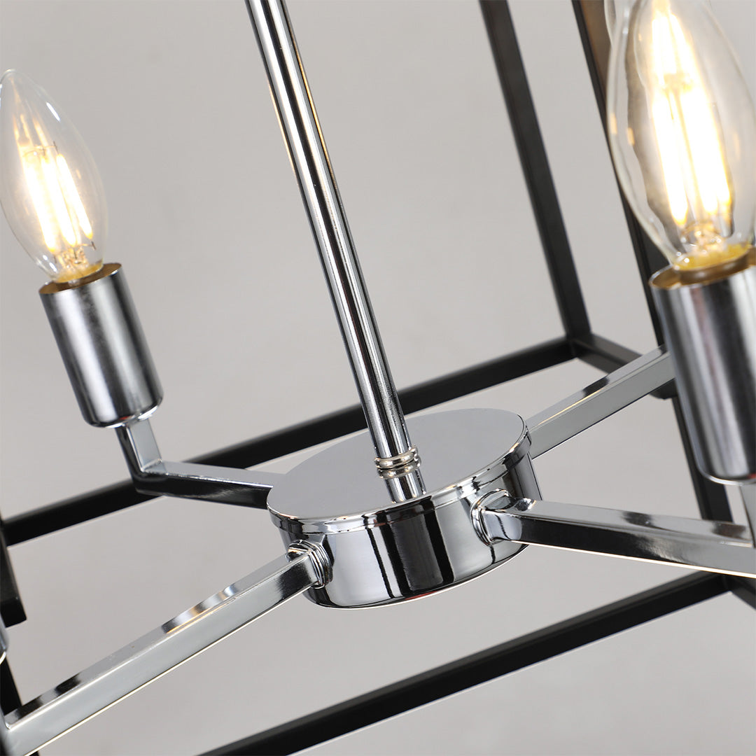 Close-up of an industrial vintage pendant light's canopy and chain, emphasizing its robust construction.