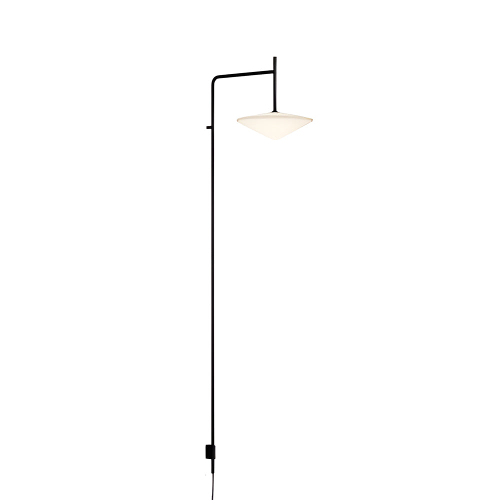 Minimal cantilever wall lamp with angled shade, shown in full length against a clean white background.