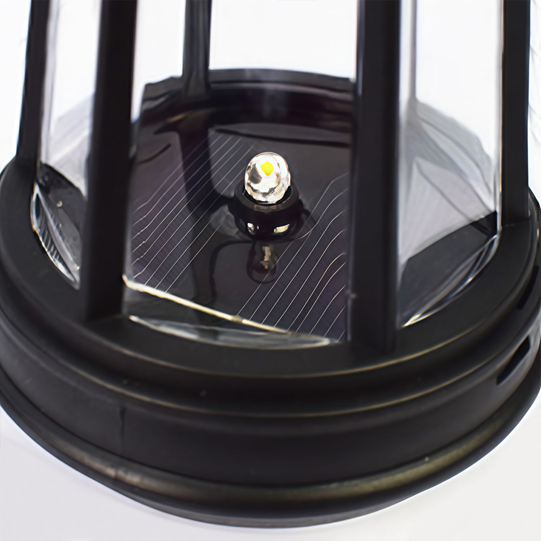 Cat silhouette light with a close-up of the solar panel top.