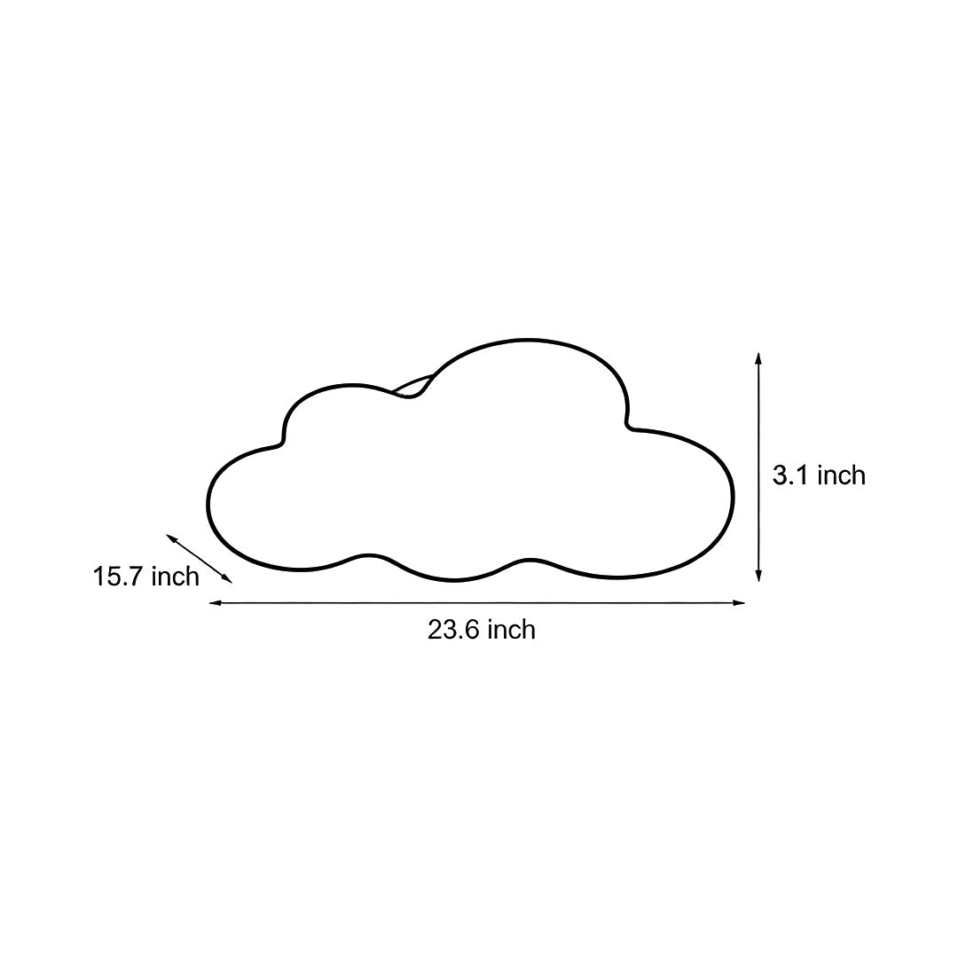 Ceiling cloud lights size dimensions diagram showing width and height measurements.