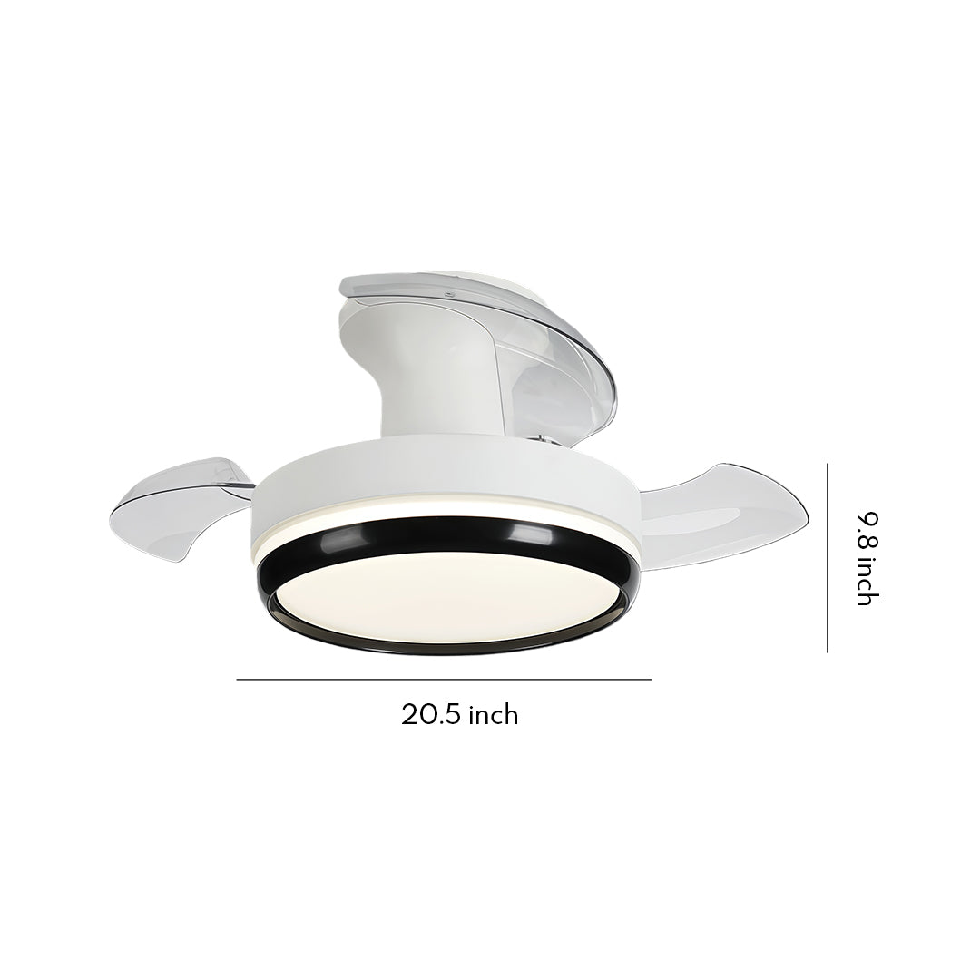 Ceiling fan with remote light dimensions and installation guide, modern minimalist design illustration
