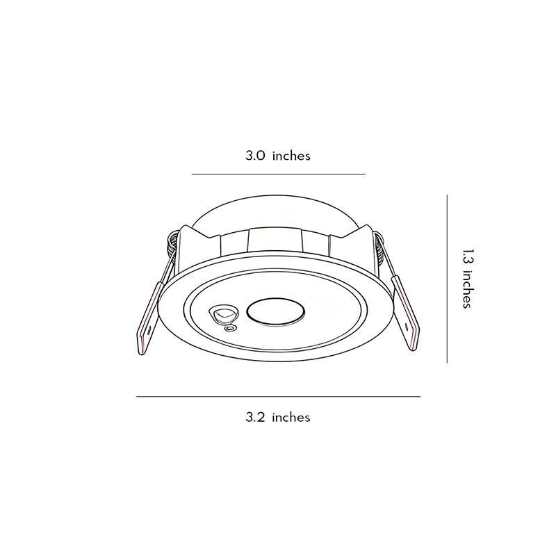 ceiling with spotlights dimension drawing showing recessed fixture size and installation specifications
