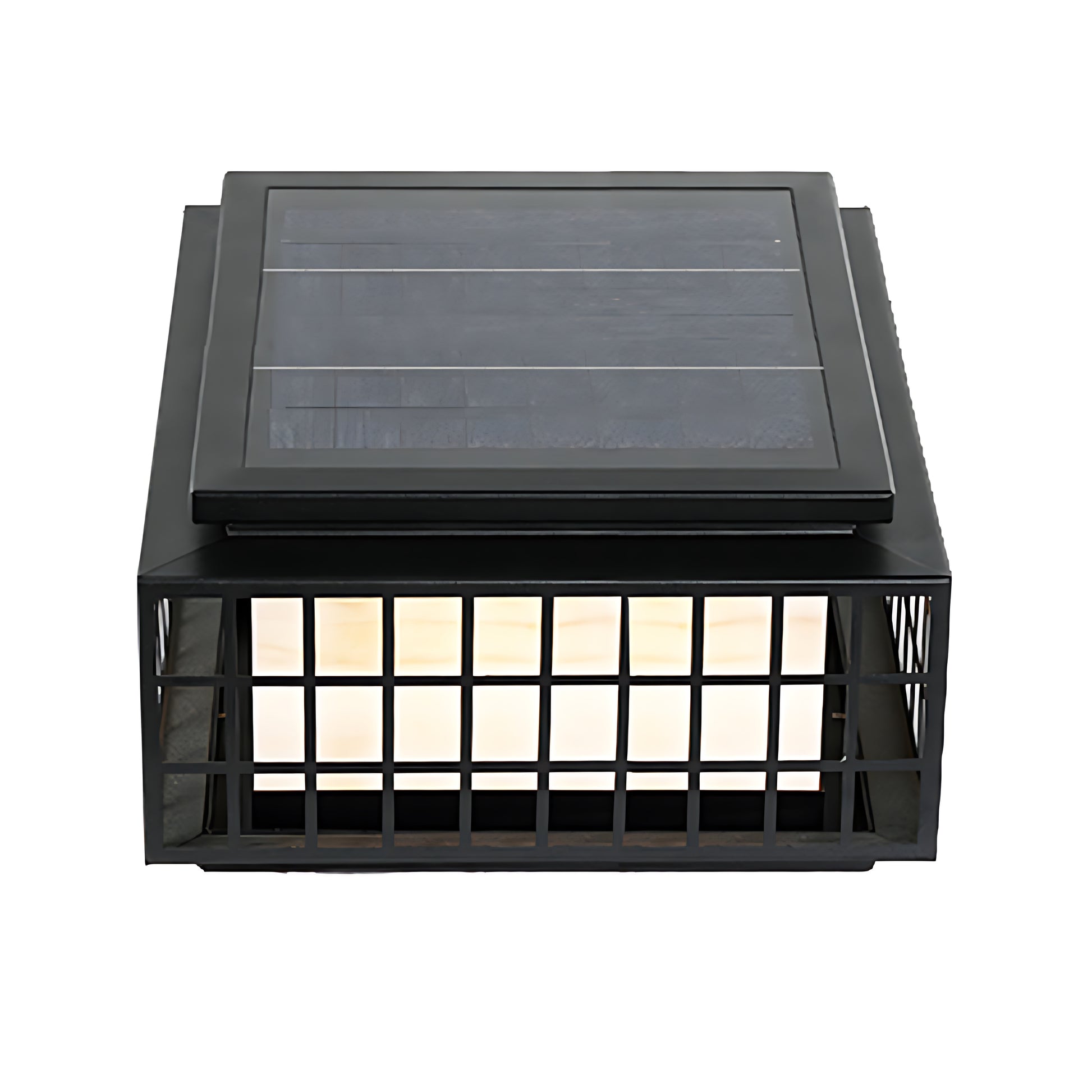 Japanese-style solar lanterns placed on stone surface creating peaceful zen garden atmosphere with natural rock elements