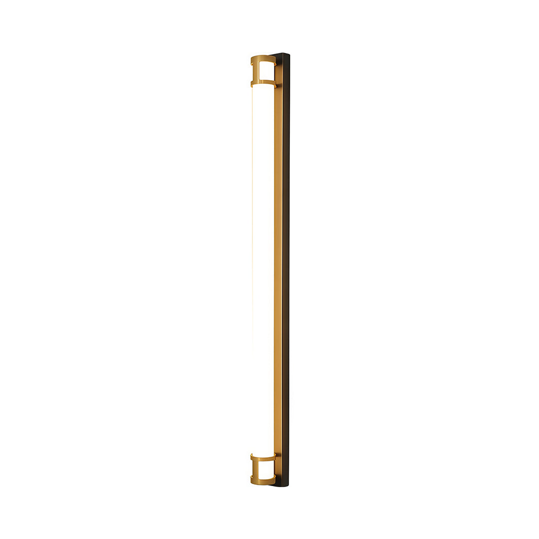 Outdoor led wall sconce lighting featuring champagne brass with elongated LED design