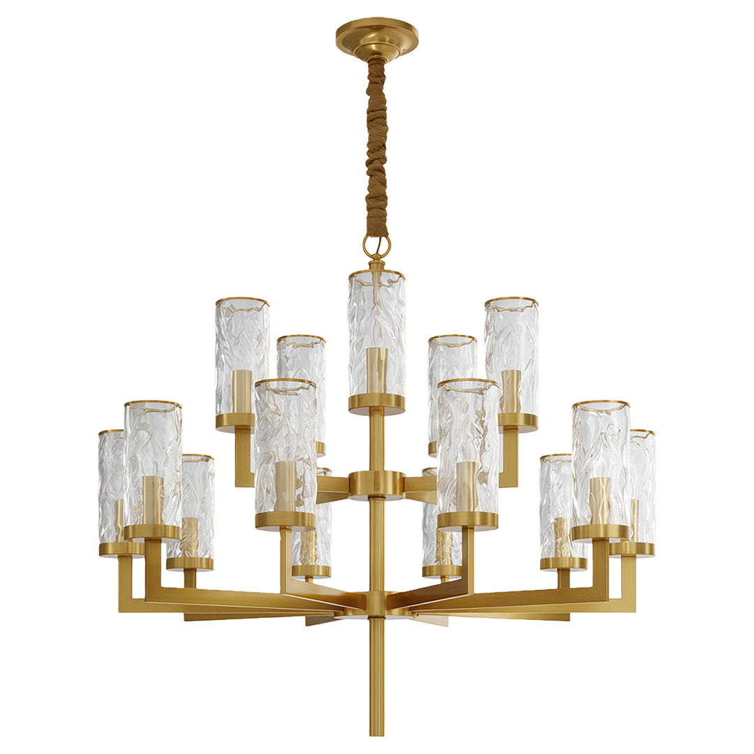Island chandelier modern with champagne gold and multi-tier glass cylinder design