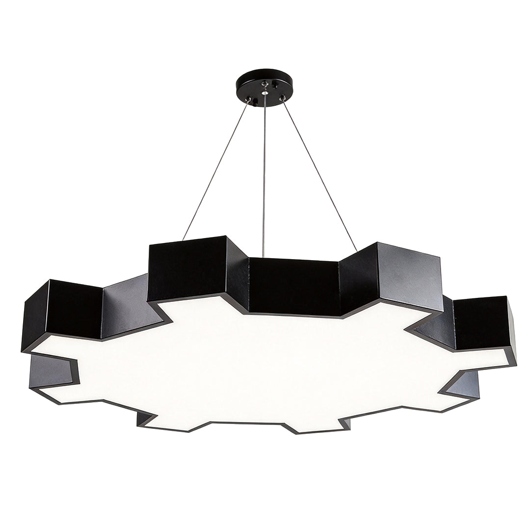 Chandelier black modern dimensions, front view with size specifications.