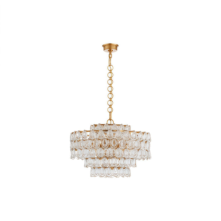 all-copper crystal chandelier with layered clear pendants