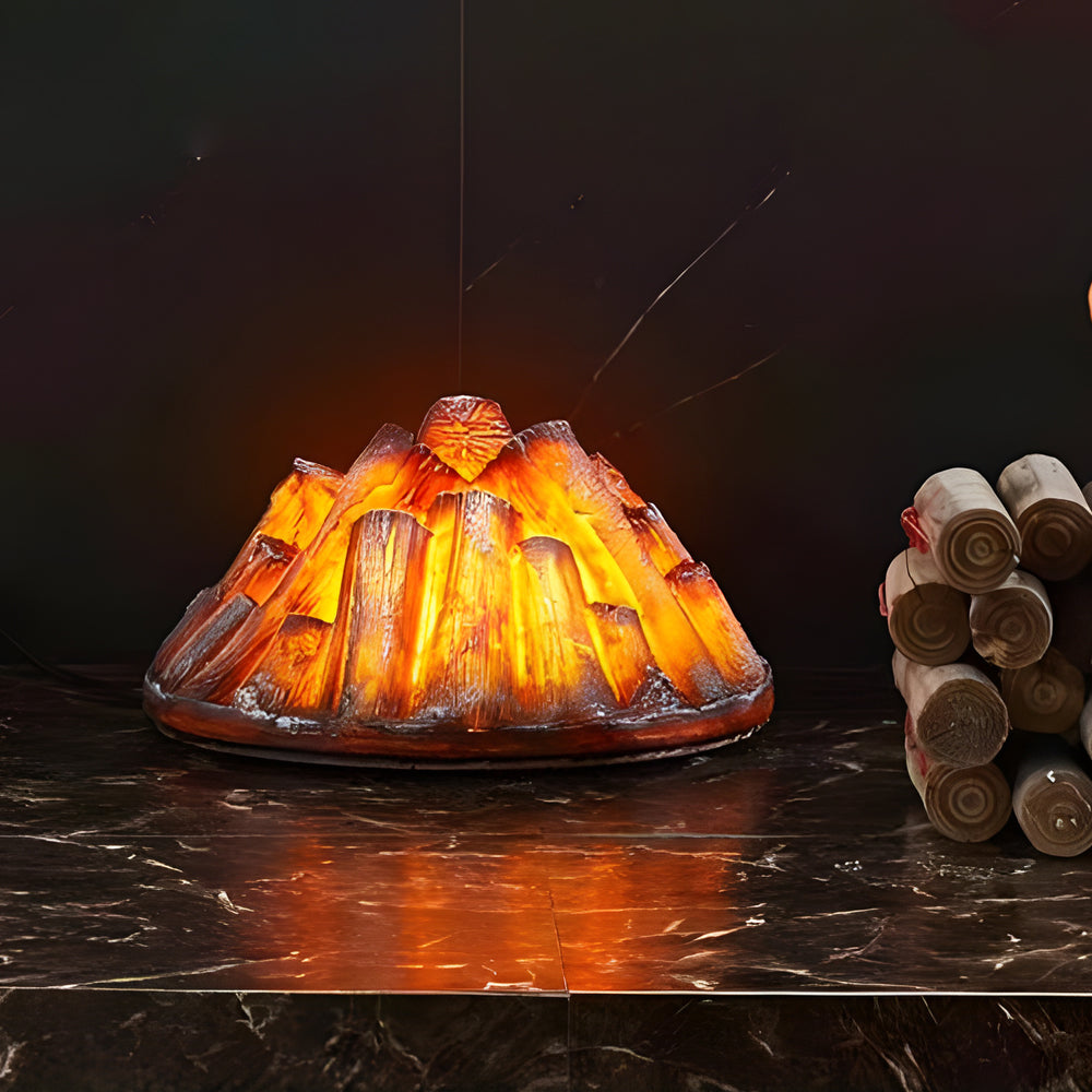 Charcoal burner lighter with a glowing flame design, providing warm light.