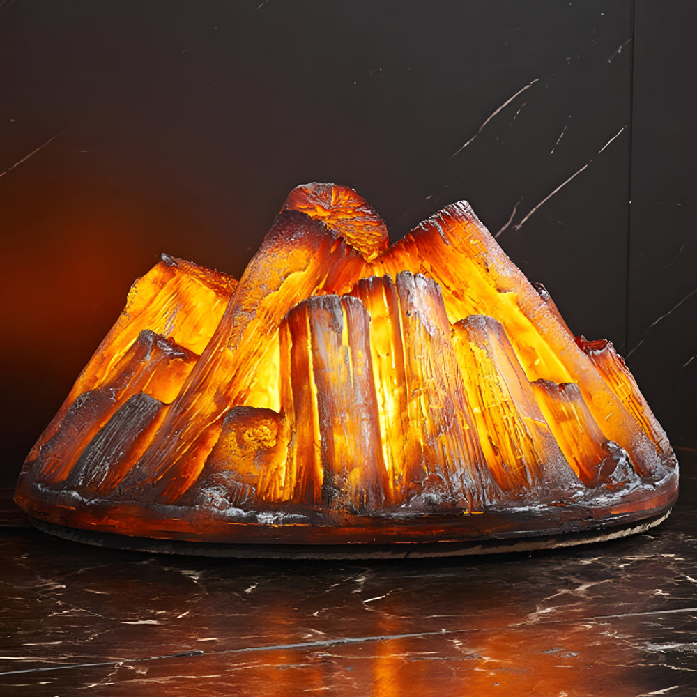 Charcoal burner lighter with a realistic flame effect, placed on a black surface.