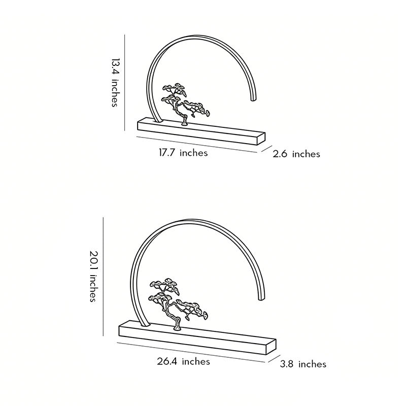 Technical diagram showing dimensions and structure of Chinese Greeting Pine Outdoor Wall Light models.