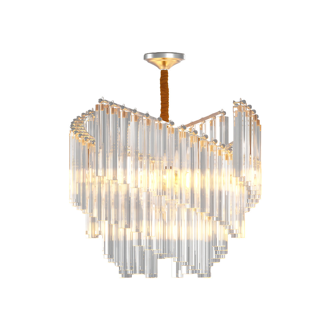 Contemporary wall sconce lighting featuring chrome finish with cascading crystal rod design