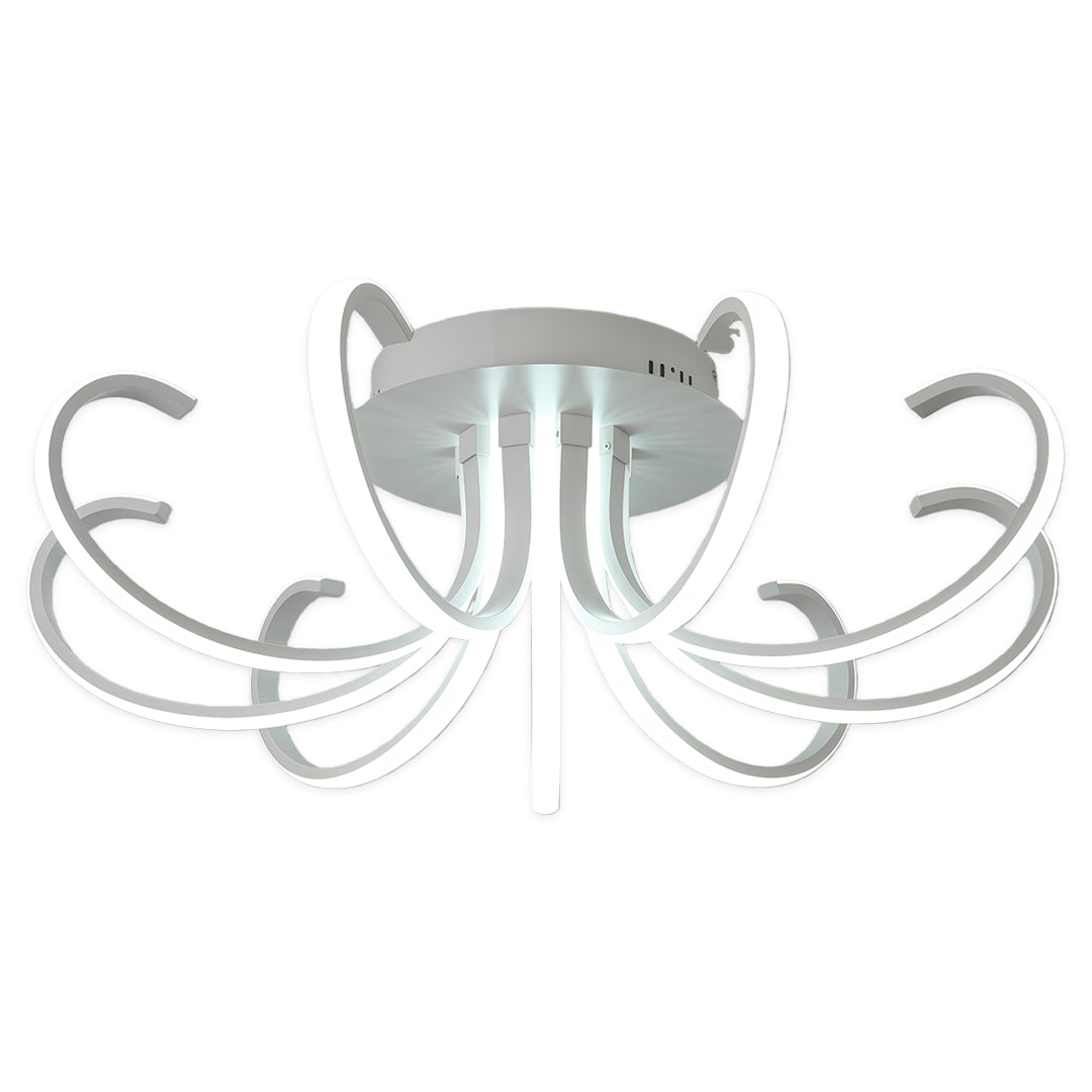 Modern luxury chandeliers style flush mount led lighting with chrome and curved LED bands