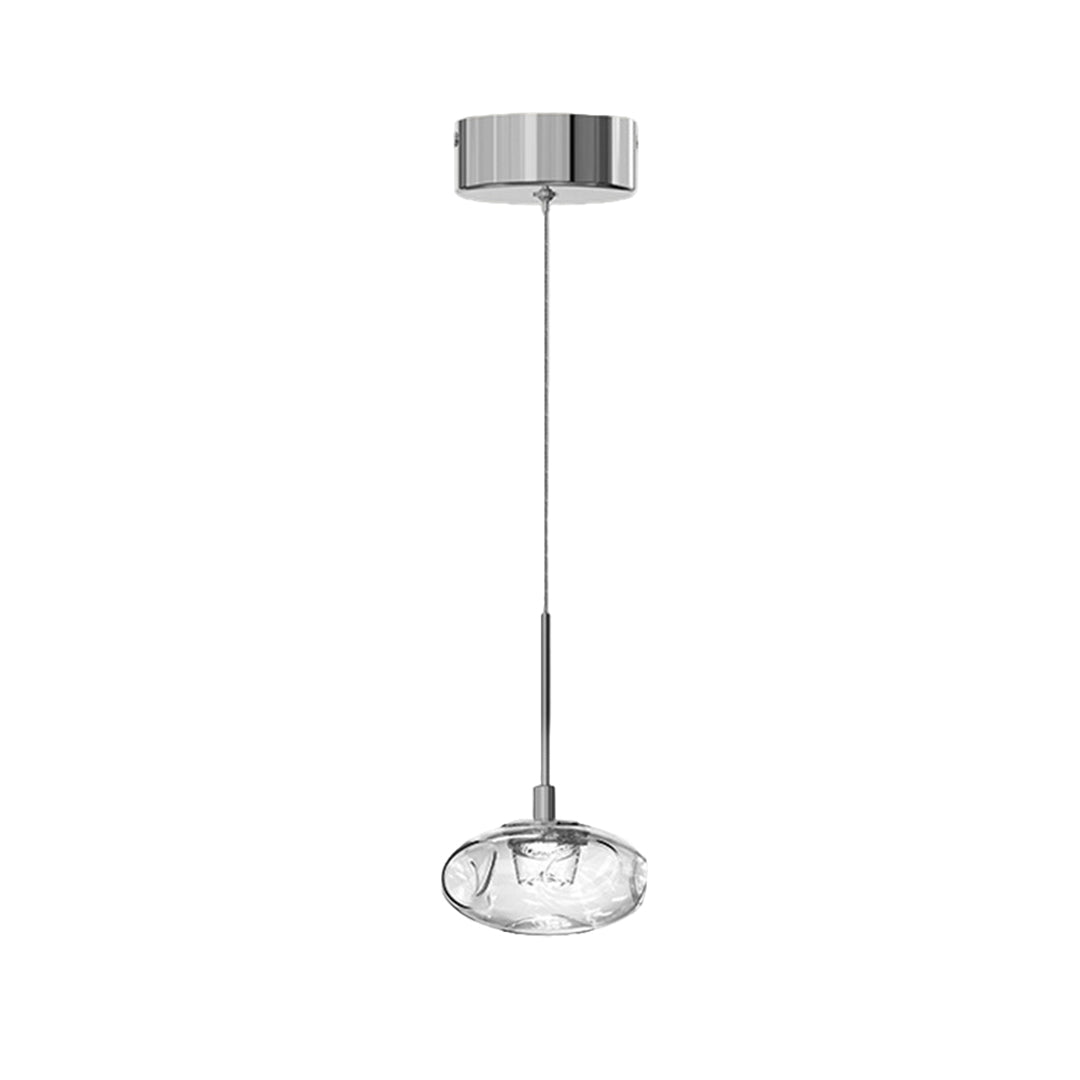 Elegant small glass pendant lights with chrome finish featuring faceted crystal shade and modern minimalist design