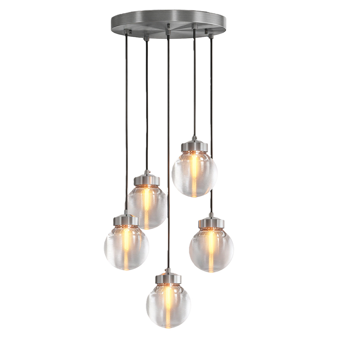 Modern luxury chandeliers style glass semi flush mount lighting in chrome with multi-pendant design