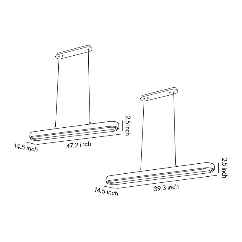 Technical diagram showing dimensions and structure of chrome pendant lights models.