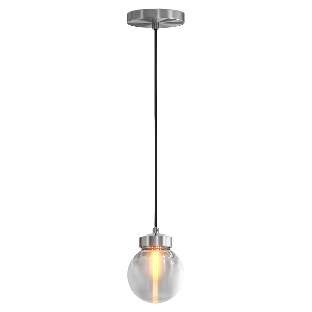 Glass semi flush mount lighting featuring chrome with single textured glass sphere pendant